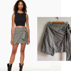 Aritzia Wilfred Sz 4 The Front Wrap Grey Wool Cashmere Mini Skirt